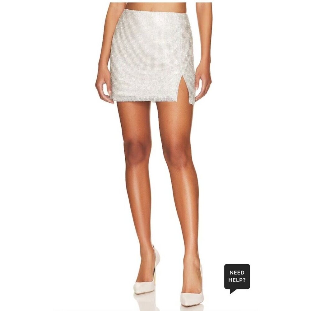 Lamarque Pati Rhinestone Mini Skirt Silver